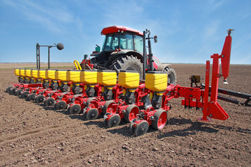 Naklejka premium Agricultural machinery, sowing