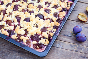 Fresh baked plum cake