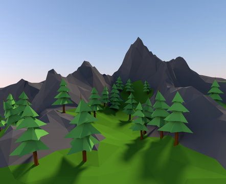 3D Minimalistic Lowpoly Landscape