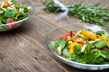 Fresh salad with with bunch rosemary