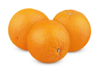 Ripe orange friuts isolated on white with clipping path