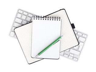 Office supplies and computer keyboard