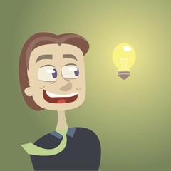 it is a brilliant idea. the businessman sits on a bulb