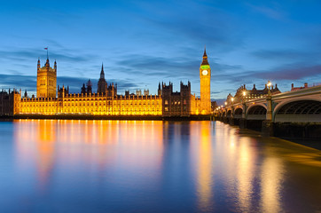 Fototapeta na wymiar Big Ben and the Palace of Westminster, London, UK