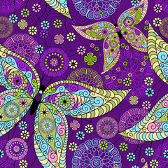 Seamless spring violet pattern