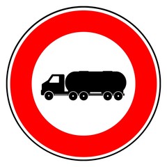 Camion-citerne dans un panneau de signalisation