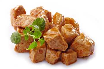 pork stew on white background