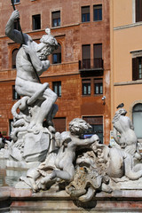 Naklejka premium Fontana del Nettuno, au nord de la Place Navona