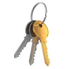 Door keys isolated on white background