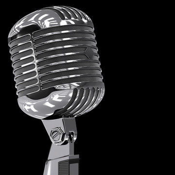 Classic Retro Microphone on a stand isolated