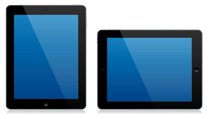 modern tablet computer landscape and portrait isolated