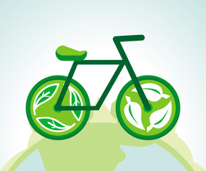 Fototapeta premium Vector green bicycle with recycle signs