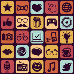 Vector seamless pattern with trendy hipster icons