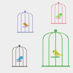 Abwaschbare Fototapete Vögel in Käfigen Vektorillustrationsvogel in einem Käfig