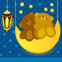 Keuken foto achterwand Beren Liefde beren op de maan