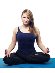 young woman yoga exercise lotus position - isolated
