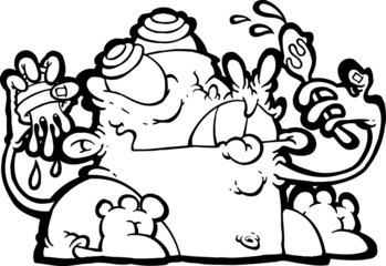 Baby having a food fight