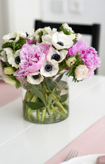 beautiful spring bouquet of ranunculus flowers in a vase