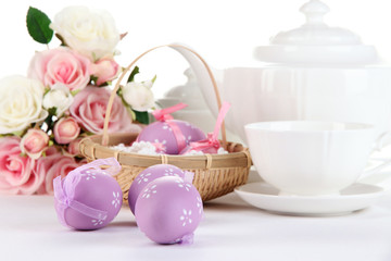 Place setting for Easter close up