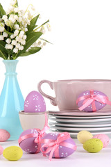 Place setting for Easter isolated on white