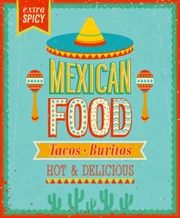 Papier Peint photo Poster vintage Affiche de cuisine mexicaine vintage. Illustration vectorielle.