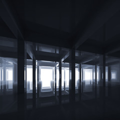 Abstract deep blue modern interior