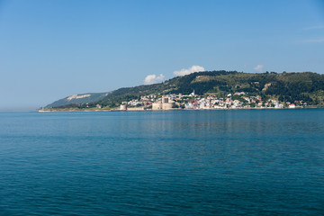 Fototapeta na wymiar The crossing through the strait of Dardanelles