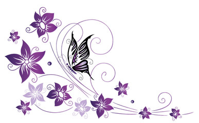 Ranke, flora, Blüten, Schmetterlinge, lila, violett