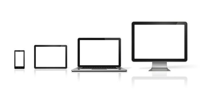 computer, laptop, mobile phone and digital tablet pc