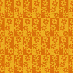 vector seamless yellow backdrop with drawing flowers