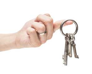Hand holding old skeleton keys