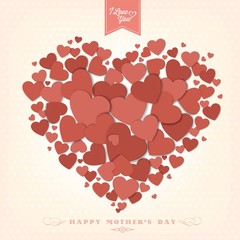 Plakat Happy Mothers's Day Typographical Background With Hearts