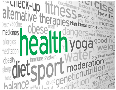 "HEALTH" Tag Cloud (medicine weight fitness healthy lifestyle)