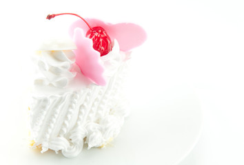 Cherry cake on white background