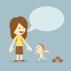 happy mothers day card with cartoons