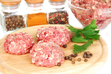 Raw meatballs with spices
