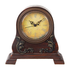 vintage table clock isolated on white