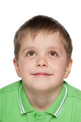 Closeup portrait of a pensive boy