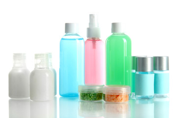 Hotel cosmetics kit isolated on white