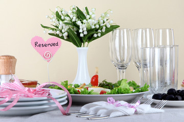 Table setting on beige background