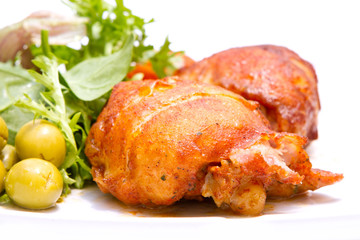 barbecue chicken on white with soft shadows