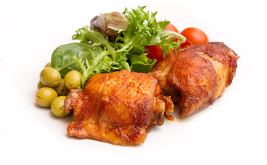 barbecue chicken on white with soft shadows