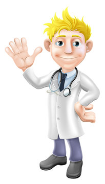 Cartoon doctor waving