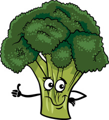 funny broccoli vegetable cartoon illustration