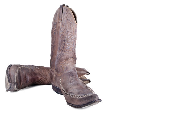 Vieilles bottes de cowboy en cuir.