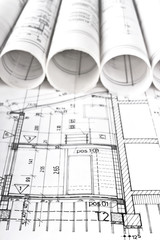 Architectural blueprint technical project drawings