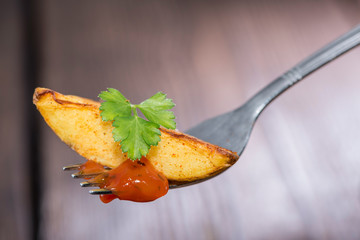 Potato Wedge on a fork