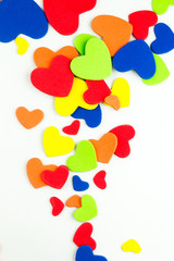 Colorful hearts stickers background