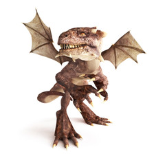 Fototapeta premium Dragon posing in a fierce position on a white background