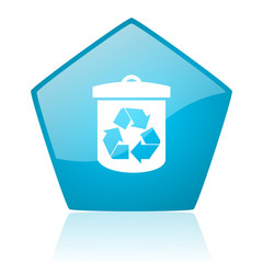 recycle blue pentagon web glossy icon